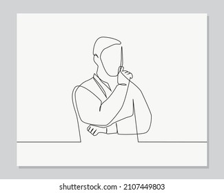 man looking wondered continuous one line illustration