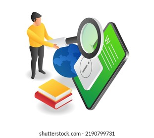 Hombre buscando información mundial con smartphone