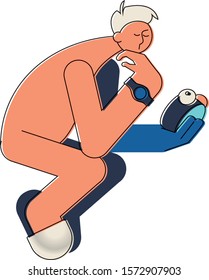 A man looks at clock