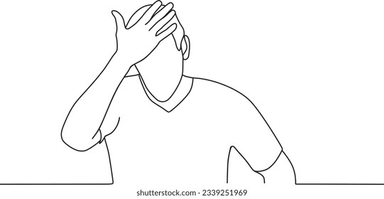 the man looks dizzy by stroking his head