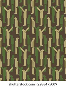 Der Mensch sieht nahtlos militärisches Muster aus. Nachschlagen von Mann-Armee-Hintergrund. Soldat-Schutzkleidung