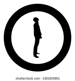 Man looks up silhouette icon black color vector illustration flat style simple imagein circle round