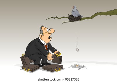 Man looks surprised as the dove nest eggs fall