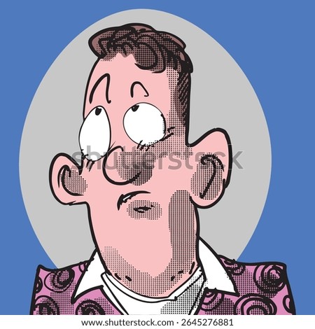a man looks up, looking a little uncomfortable, cartoon style illustration