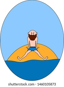 Man lost on island, illustration, vector on white background.