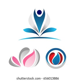 A man in a lotus, a drop in the circle, petals detached from flower
