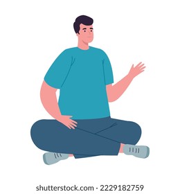 man in lotus position character