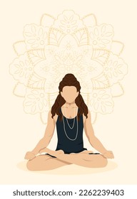 A Man in a Lotus Position with Long Hair Meditates or does Yoga Yoga Studio Poster