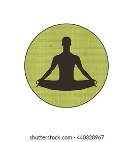 a man in the lotus position on a round textural background