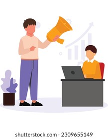 
A man with loudspeaker flat vector illustration