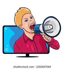 Man Loudspeaker Screen Addresses People Tvs Stock Vector (Royalty Free ...