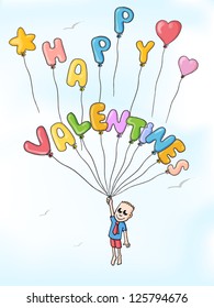 Man in love with balloons sky / valentine balloons