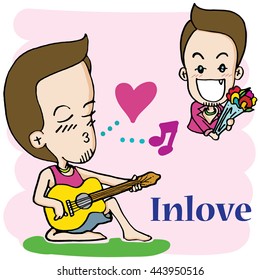 man in love cartoon vector character