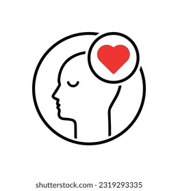 man in love feel good linear icon. flat lineart style trend modern stroke logotype graphic art design isolated on white background. concept of harmony with smile face or emotional lover with passion