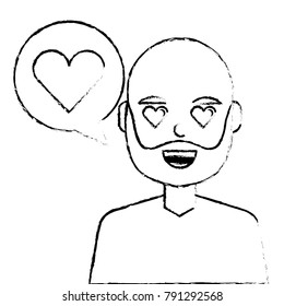 man with love heart in speech bubble