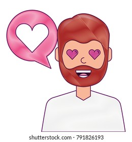 man with love heart in speech bubble