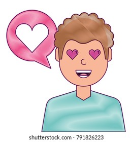 man with love heart in speech bubble
