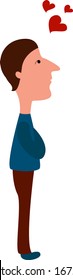 Man in love, illustration, vector on white background.