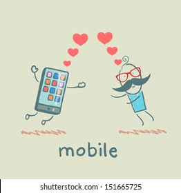 a man in love with mobile