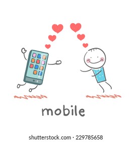 a man in love with mobile