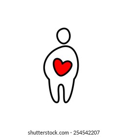 man in love with red heart