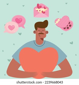 man with love set icons