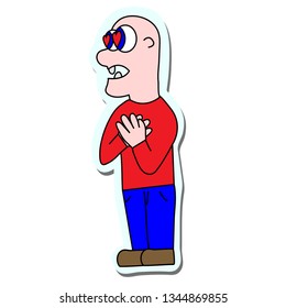 man in love sticker. stock vector illustration