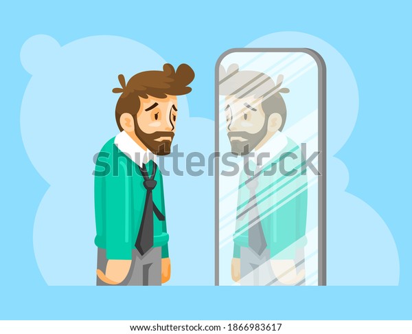 Man Low Self-Esteem\
vector illustration