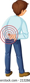 Un hombre de espalda baja que padece espondilitis anquilosante ilustración