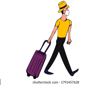 man with luggage going to travel