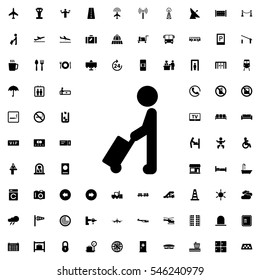 man with luggage icon illustration isolated vector sign symbol