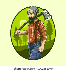 man of lumberjack vector illustration design