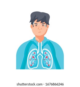 man with lungs infection on white background vector illustration design
