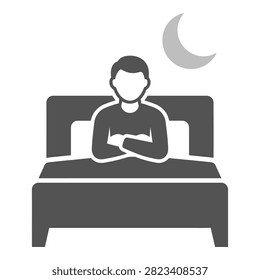 Man lying awake in bed at night with moon shining outside window feeling insomnia