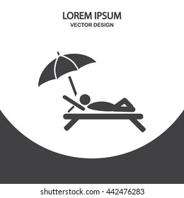 Man lying at beach chair icon on the background