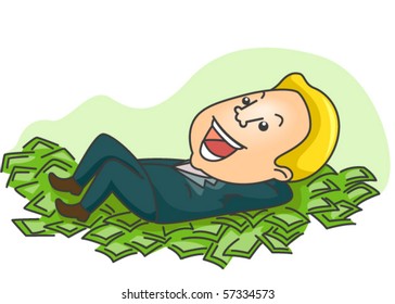 Man lying down on Cash - Vector