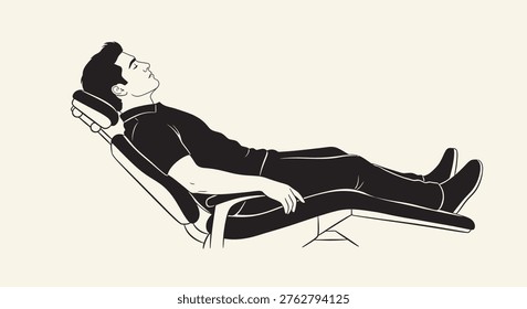 Man lying down on a chair