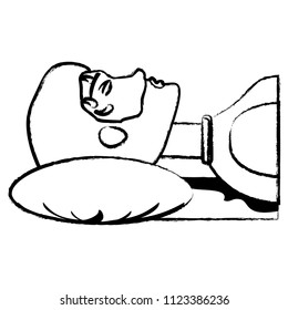 man lying with fever