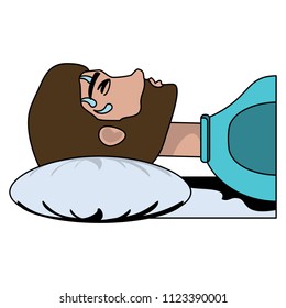man lying with fever