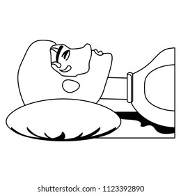 man lying with fever