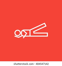 Man lying and lifting leg line icon.