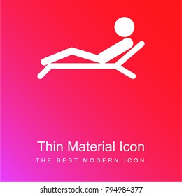 Man lying on a deck chair of a spa red and pink gradient material white icon minimal design