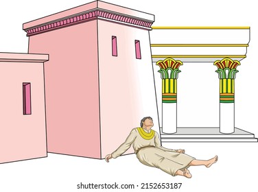 A man lying on the ground from the pharaonic era