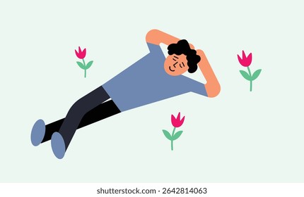 Ilustração de homem deitado no chão em repouso