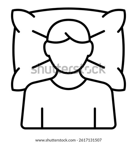 Man lying on pillow thin line icon, psychology and mental health concept. Vector graphics. Human dream diagnostic therapy sign on white background, linear style for mobile or design