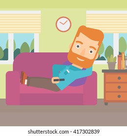 Man lying on sofa.