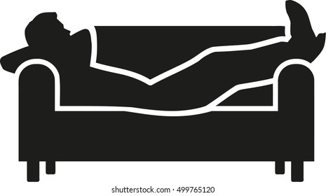 Man lying on a sofa silhouette