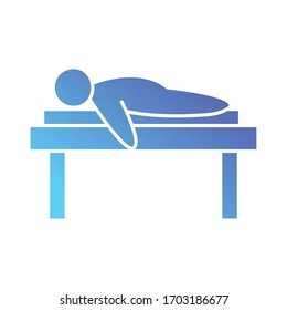 man lying on a stretcher over white background, gradient style, vector illustration