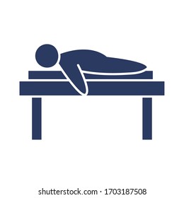 man lying on a stretcher over white background, line style, vector illustration