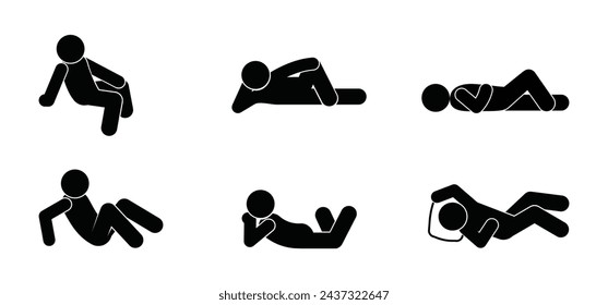 man lying, set of human poses, people icon